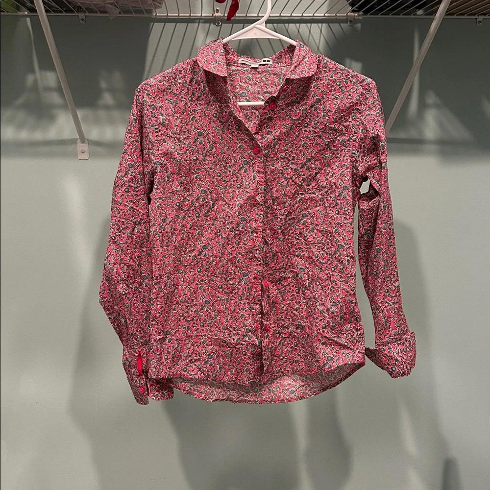 Ines De La Fressange Paris Pink and Blue Floral Shirt - Picture 2 of 6